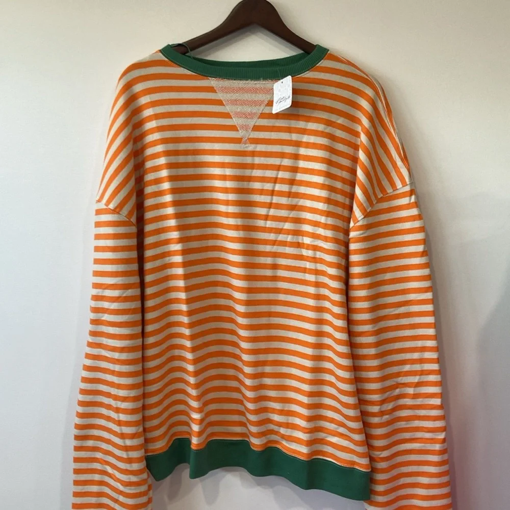 FP Movement by Free People Orange and Green Striped Sweater - Picture 3 of 7